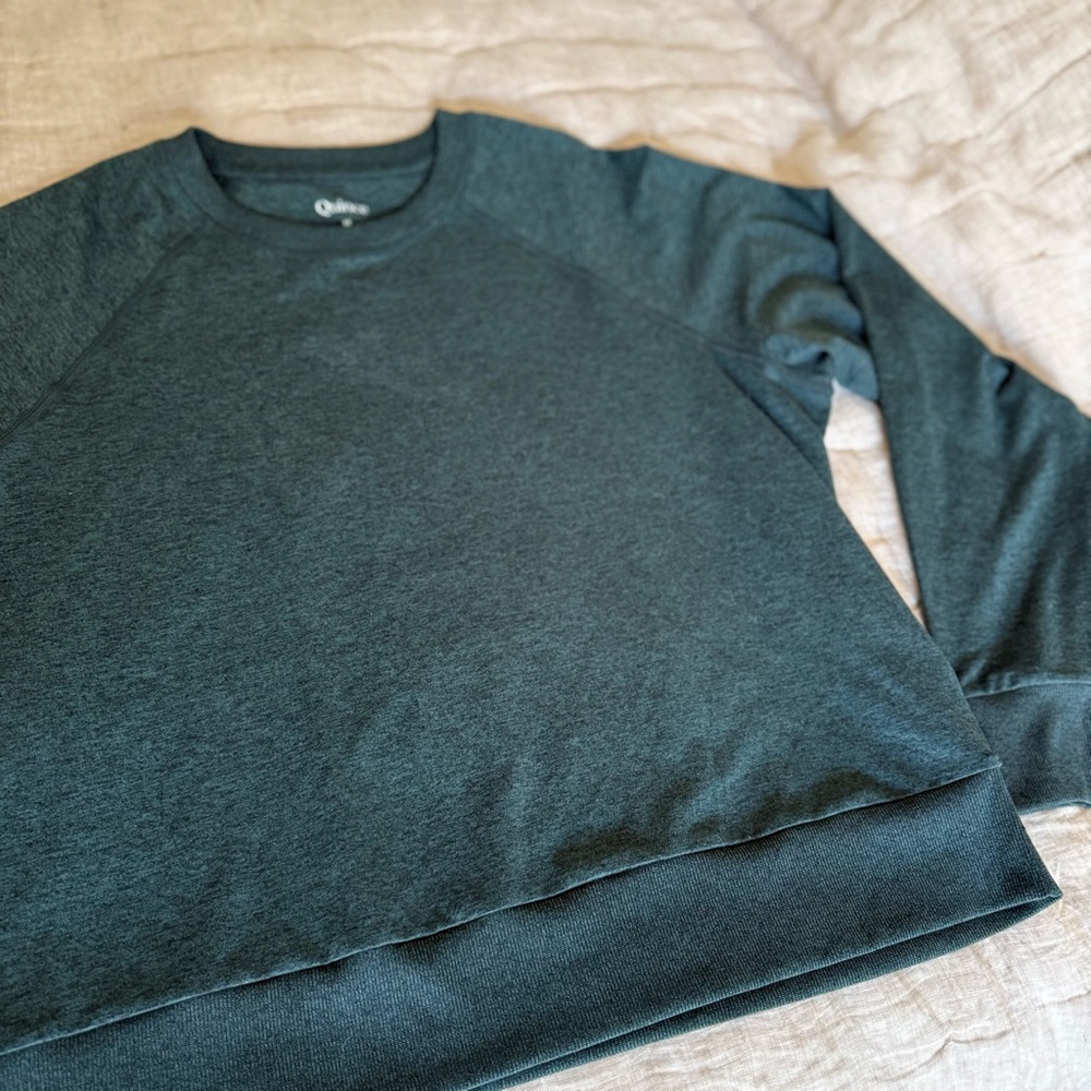 Quince Active Flowknit Pullover Crew Heather Green Size Medium - Picture 4 of 11